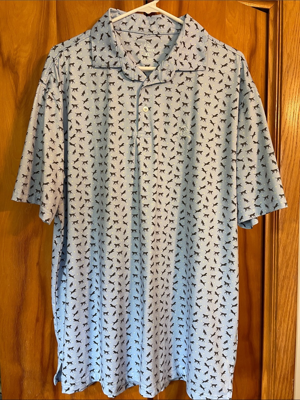 Rhoback Light Blue Polo with Dog Print